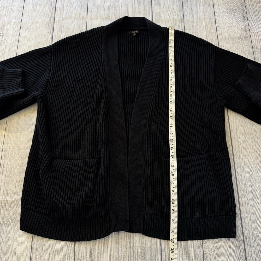 Quince Organic Cotton Oversized Rib Knit Cardigan Sweater Black 2X Plus Women's - Picture 3 of 8